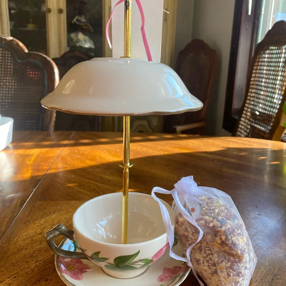 Franciscan Desert Rose Tea Cup Bird Feeder #9 - Picture 4 of 12